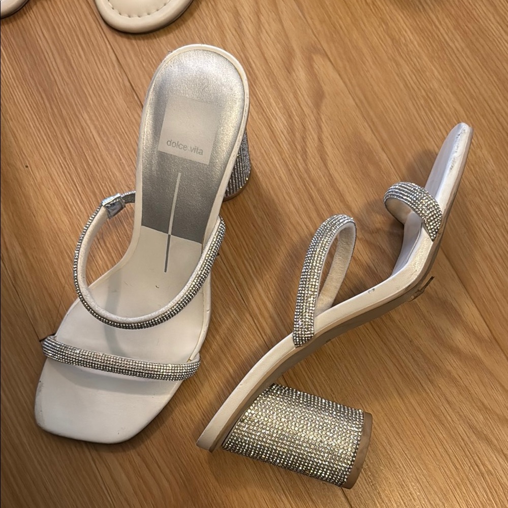 Dolce Vita Sparkling Silver Heeled Mules